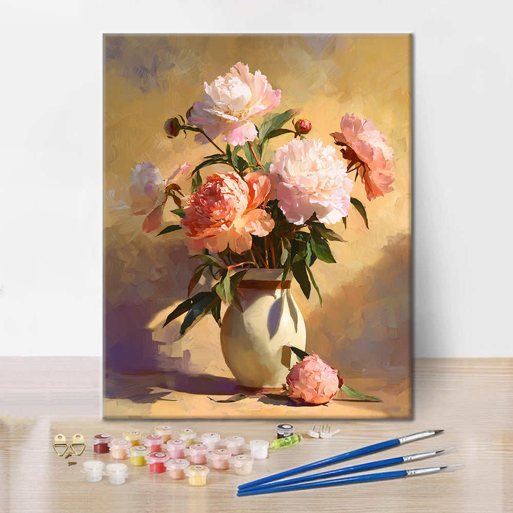 Piwonie – malowanie po numerach