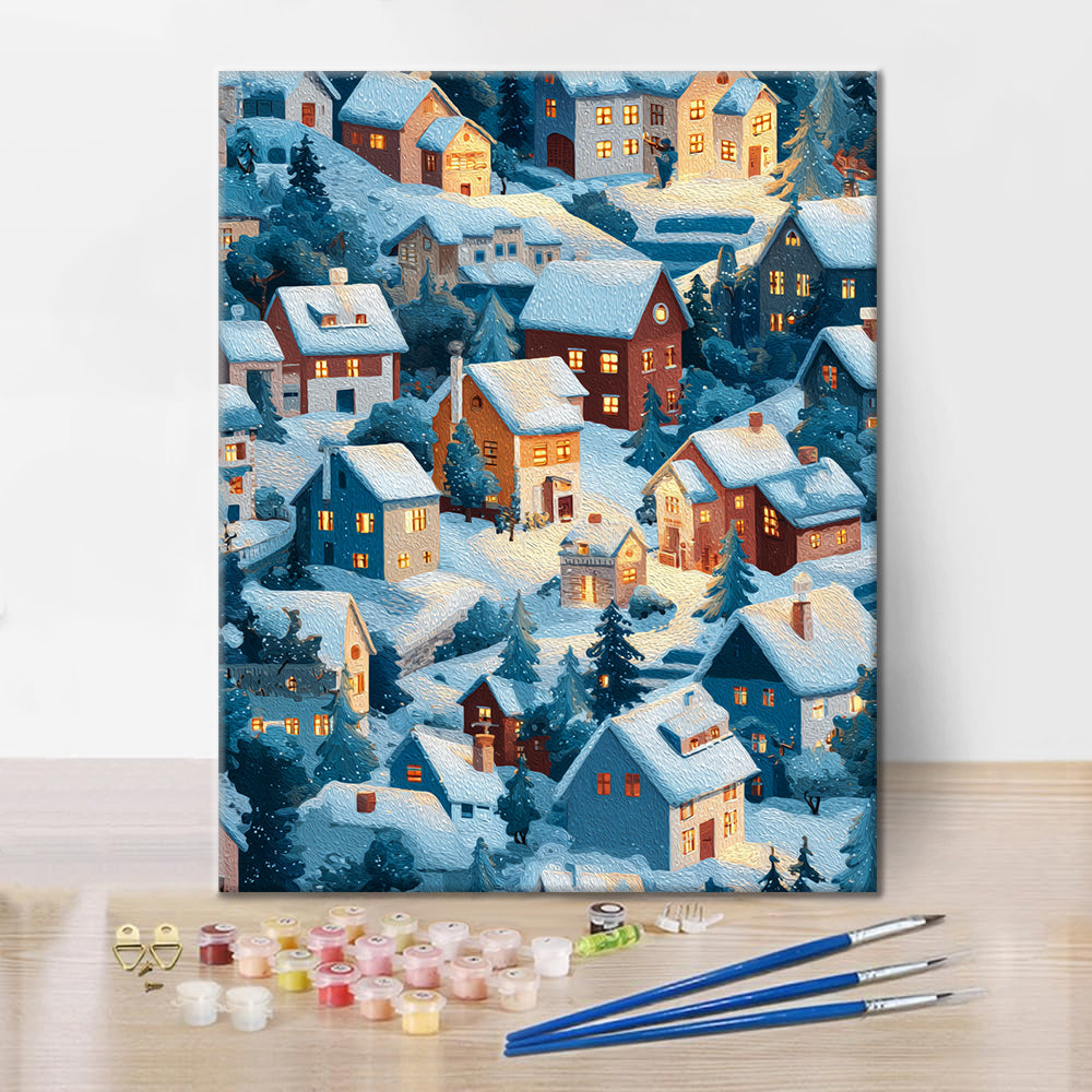 Zimowy blask – malowanie po numerach