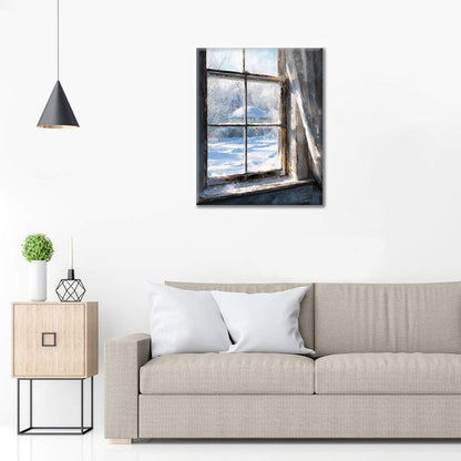 Zimowe okno – malowanie po numerach