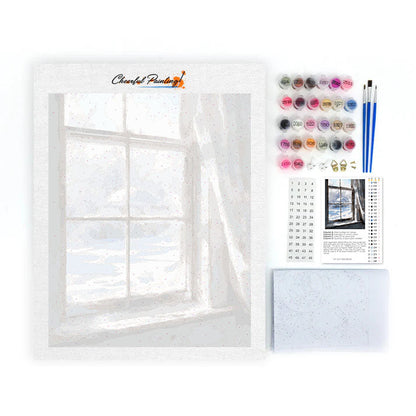 Zimowe okno – malowanie po numerach