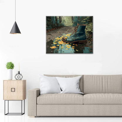 Zniszczony but – malowanie po numerach