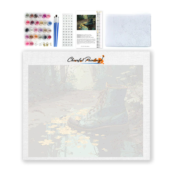 Zniszczony but – malowanie po numerach