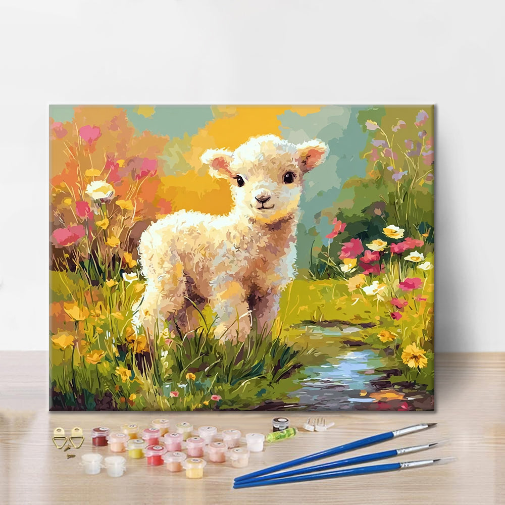 Kwiaty i baranek – Malowanie po numerach