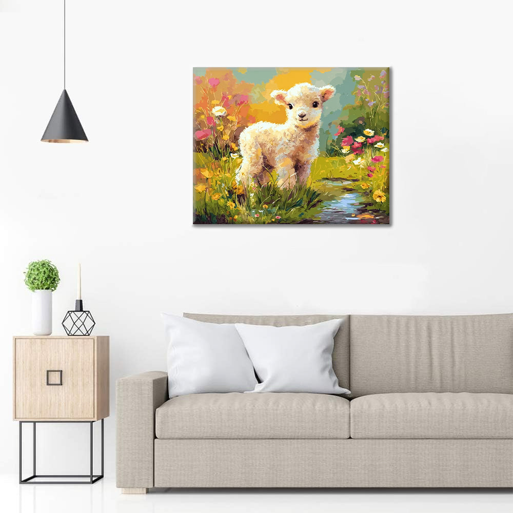 Kwiaty i baranek – Malowanie po numerach