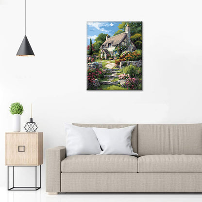 Dom kryty strzechą – Malowanie po numerach