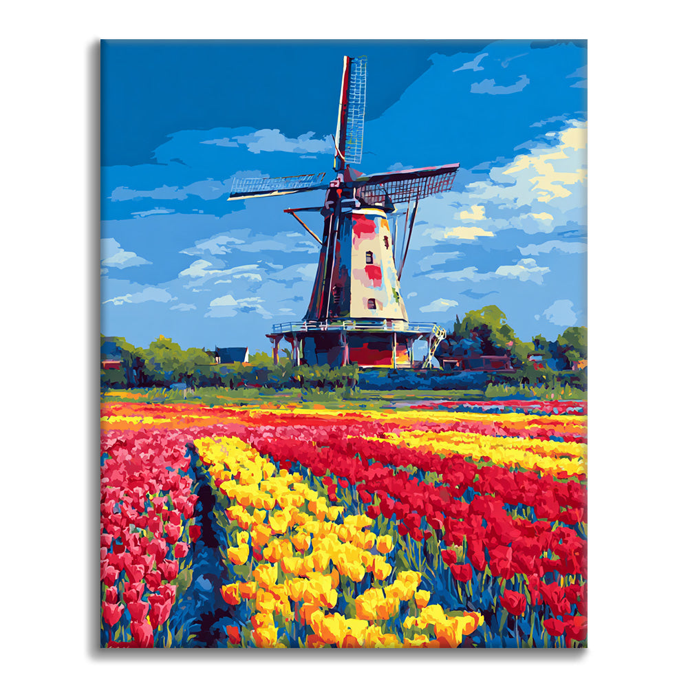 Zestaw Wiatrak Tulipanowy – Malowanie po numerach - Cheerful Painting