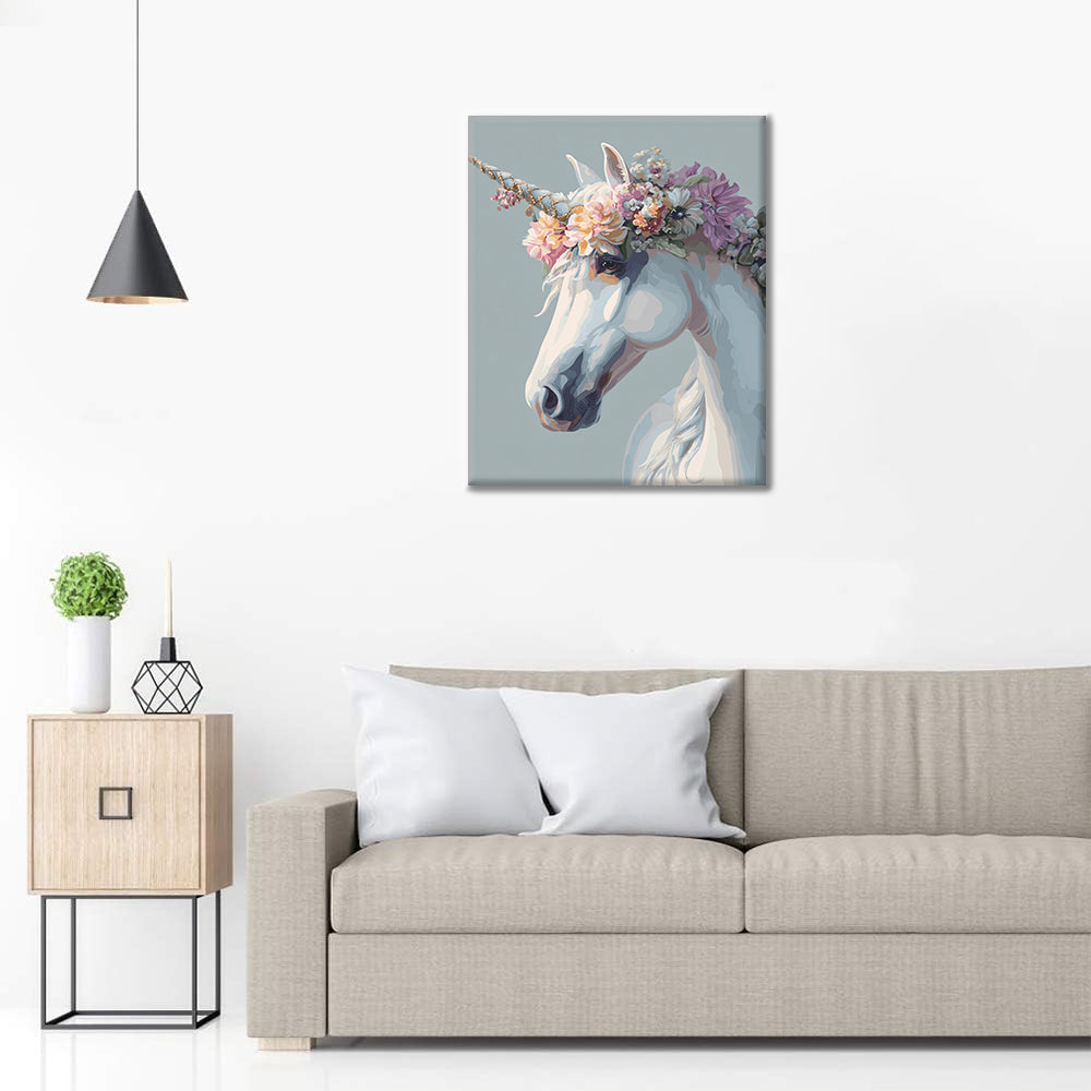 Biały jednorożec – Malowanie po numerach