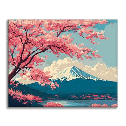 Wiosenna scena Fuji – malowanie po numerach - Cheerful Painting