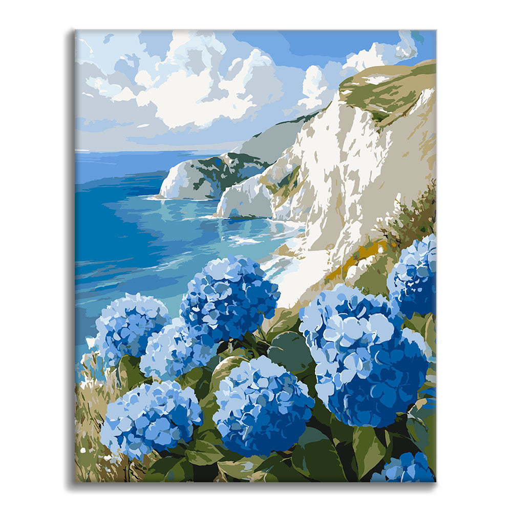 Hortensje nad morzem – malowanie po numerach - Cheerful Painting