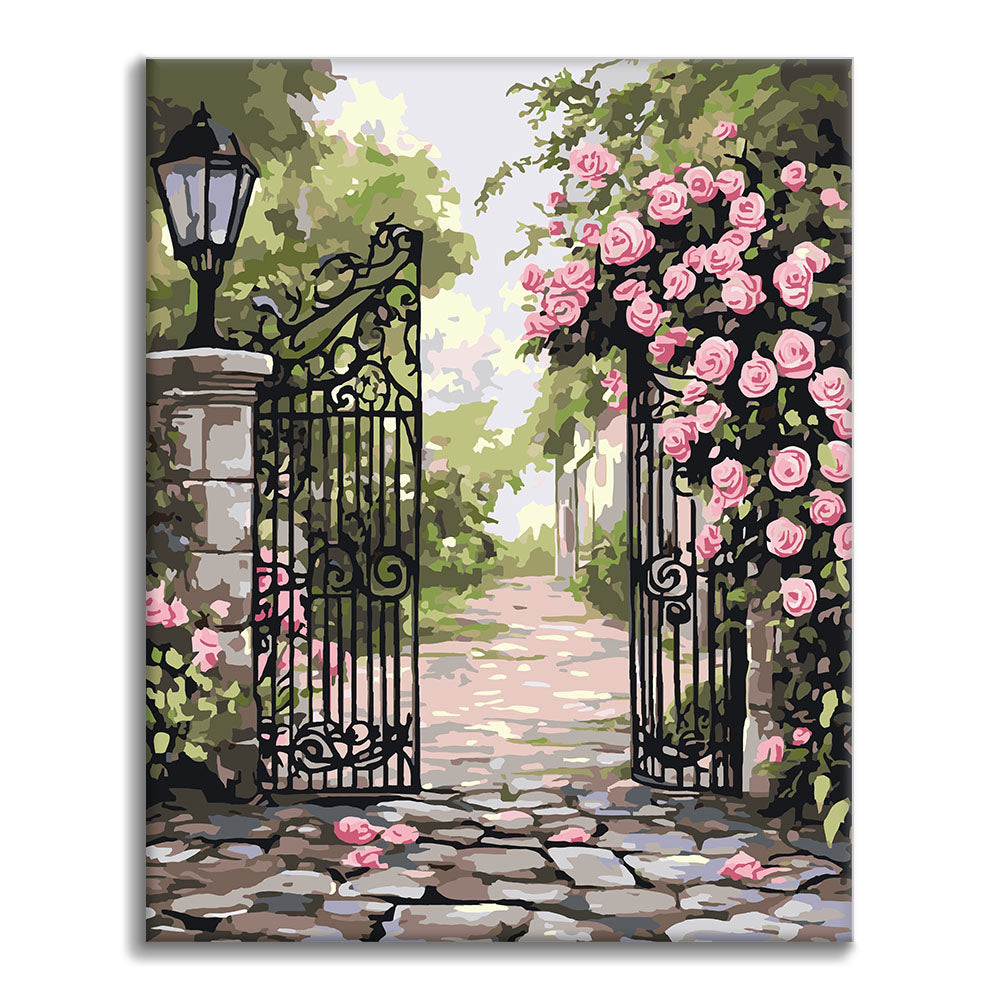 Róże na Żelaznej Bramie – Malowanie po numerach - Cheerful Painting