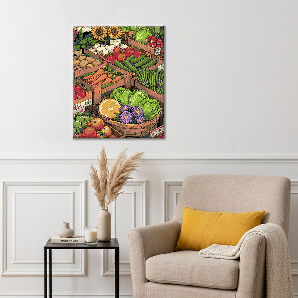 Gotowy obraz Słoneczny Targ Uliczny III – Malowanie po numerach - dekoracja ścienna i pomysł na prezent DIY