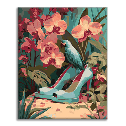 Niebieskie wysokie obcasy – malowanie po numerach - Cheerful Painting