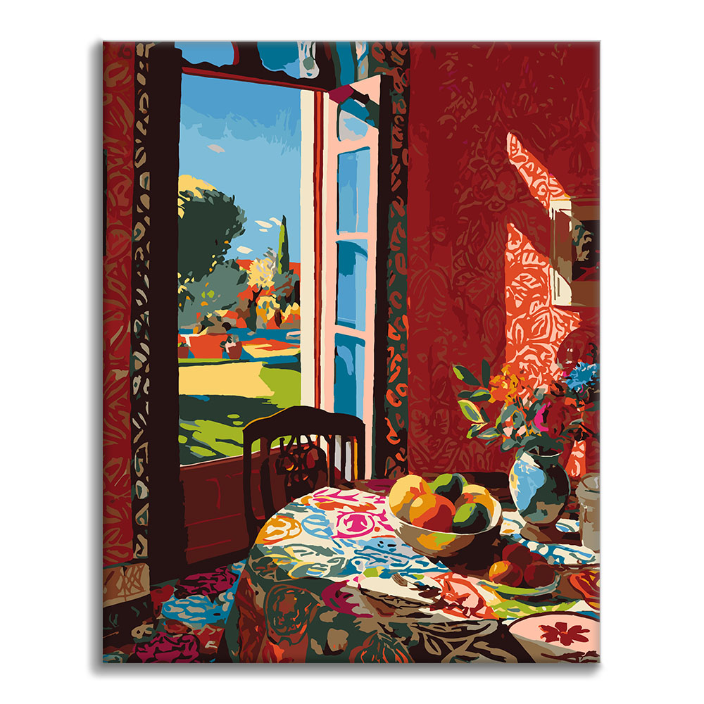 Czerwona Jadalnia – Malowanie po numerach - Cheerful Painting