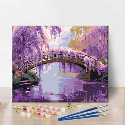 Szczegóły zestawu Wisteria Tranquility – Malowanie po numerach - wysokiej jakości płótno i farby akrylowe