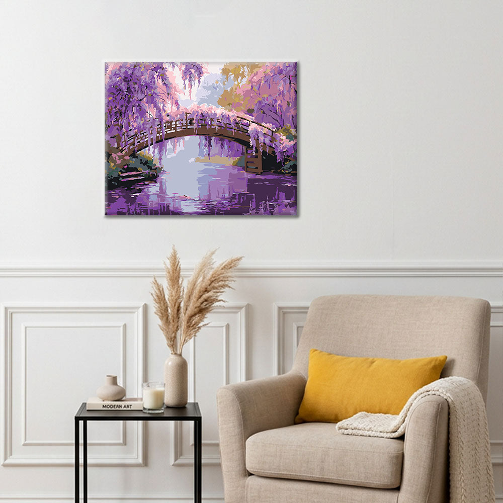 Gotowy obraz Wisteria Tranquility – Malowanie po numerach - dekoracja ścienna i pomysł na prezent DIY