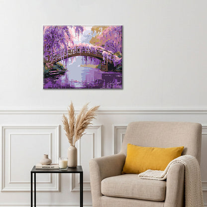 Gotowy obraz Wisteria Tranquility – Malowanie po numerach - dekoracja ścienna i pomysł na prezent DIY
