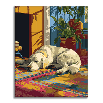 Leniwy golden retriever – Malowanie po numerach