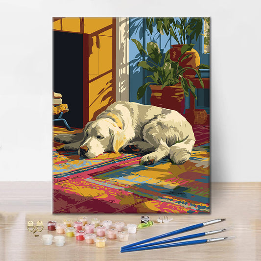 Leniwy golden retriever – Malowanie po numerach