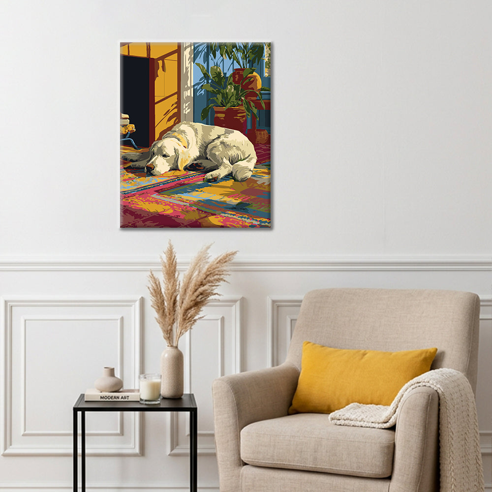 Leniwy golden retriever – Malowanie po numerach