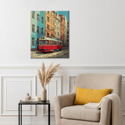 Vintage czerwony tramwaj – Malowanie po numerach