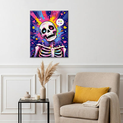 Szkielet pop art z sercami – Malowanie po numerach