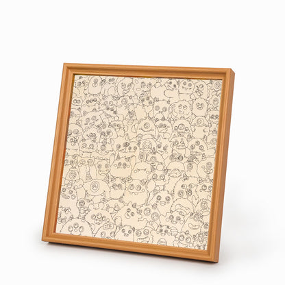 Mały Potwór - Drewniana układanka do kolorowania