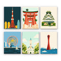 Plakaty z zabytkami Japonii