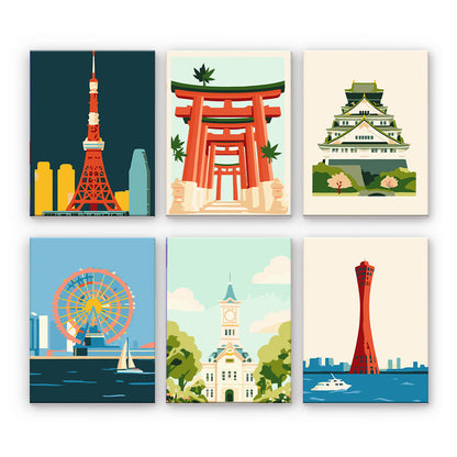 Plakaty z zabytkami Japonii