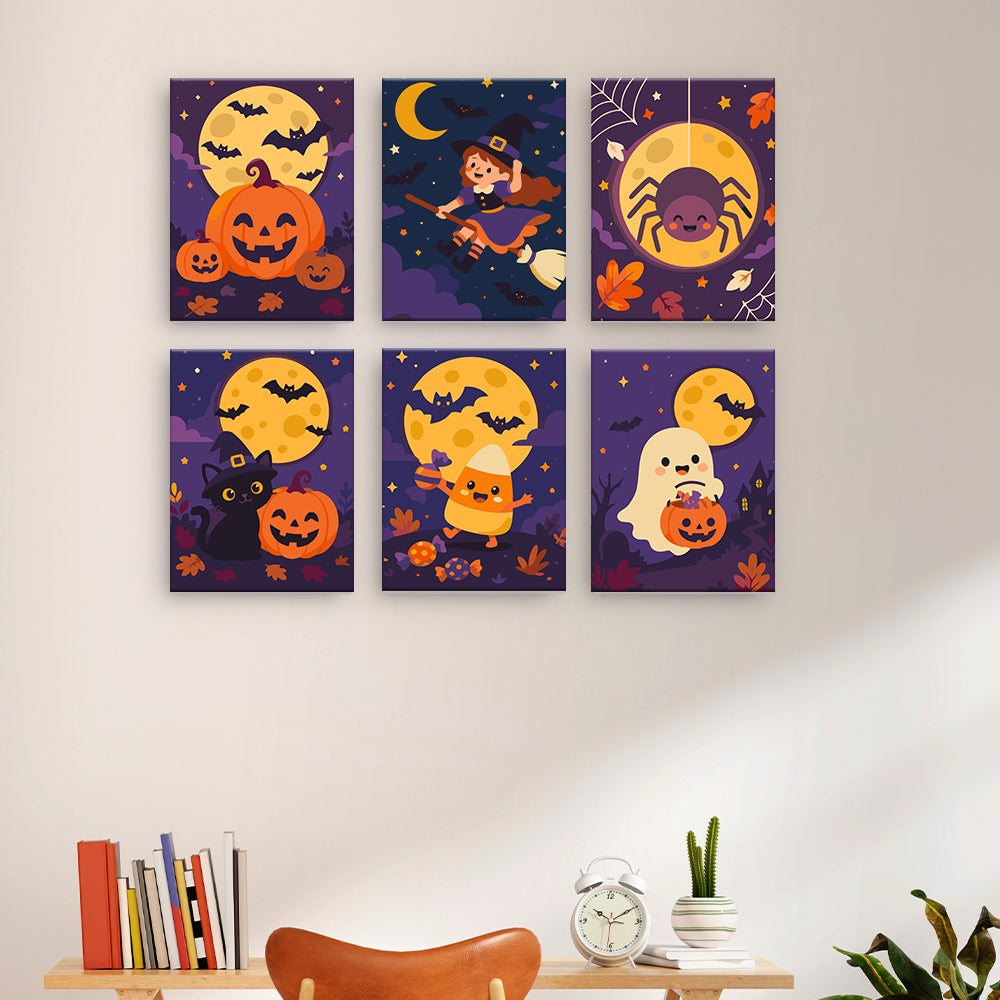 Postacie Halloween w świetle księżyca