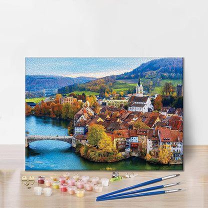 Colorcraft Szwajcarska Wioska Rzeczna - Malowanie po numerach